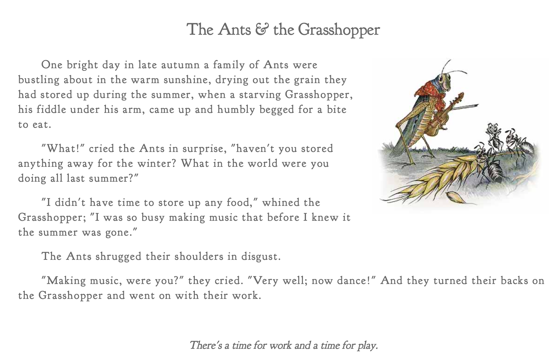Fable of The Ants & The Grasshopper